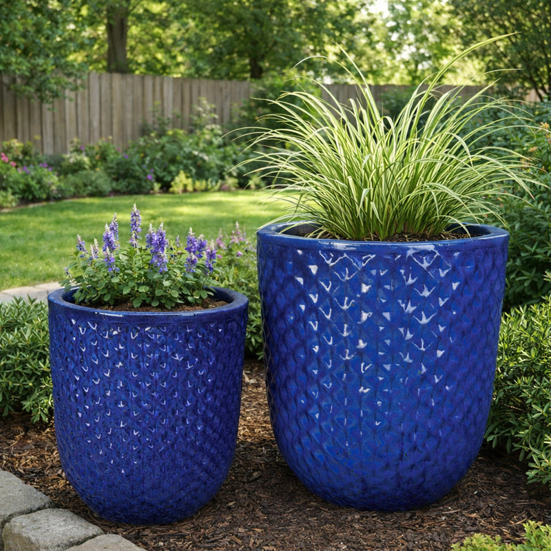 Tall Hexham Set Of 2 - 16, 21 In. - Falling Blue, Falling Blue