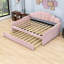 Full Upholstered Daybed Frame with Shell-Shaped Backrest and Twin Trundle-149867620