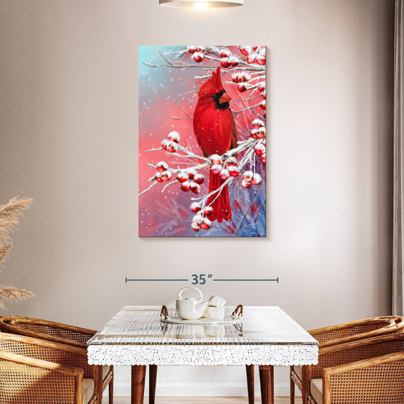 Brampt Winter Red Cardinal, 45" H x 30" W