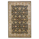 Hand Knotted Wool Area Rug in Black And Gold