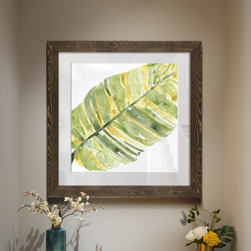 Verdant impressions V-reproduction d’art, H 31,5 po x l 31,5 po x P 1,5 po, Reproduction avec cadre en noyer