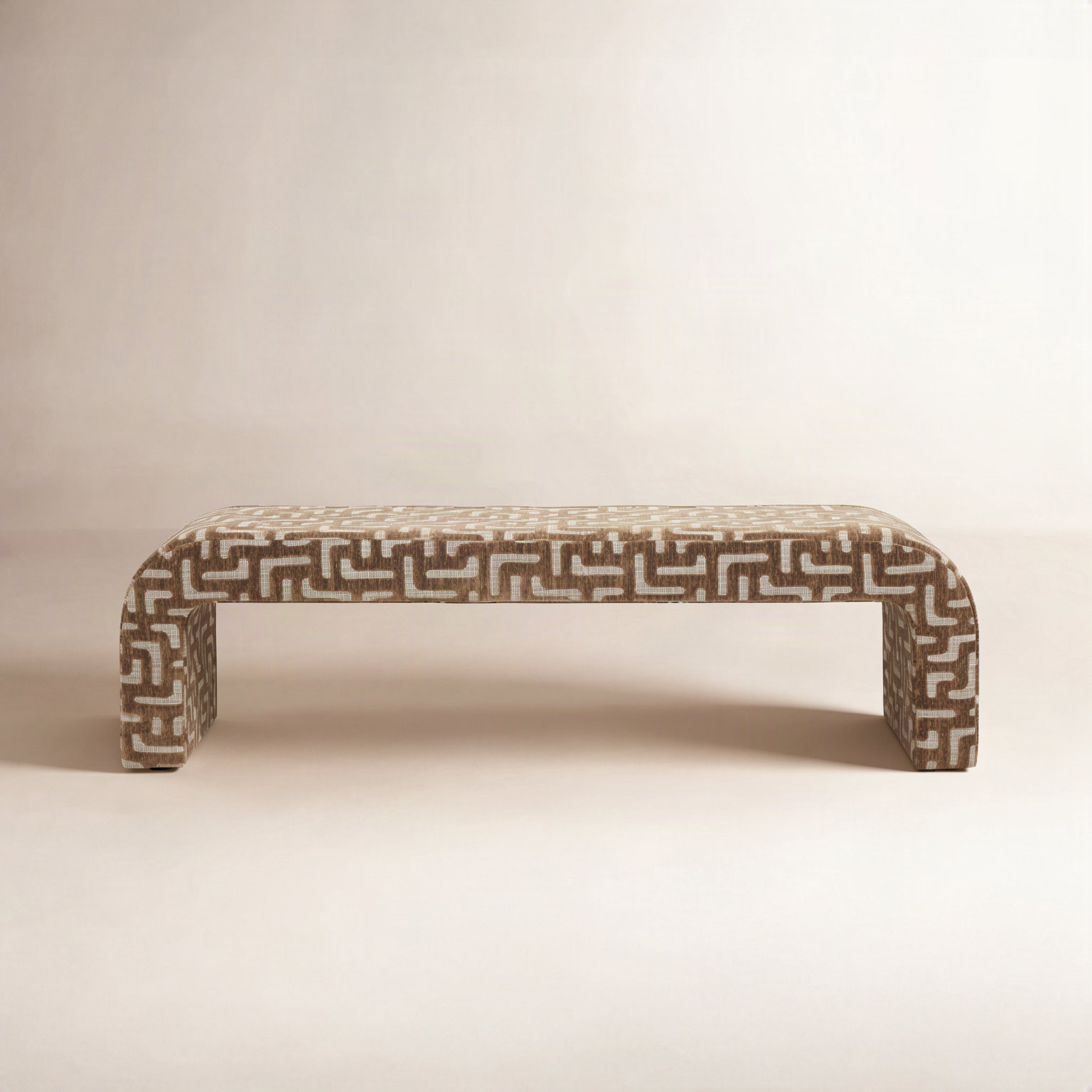 Daine 62" Linen Bedroom Bench, Brown Chenille Abstract
