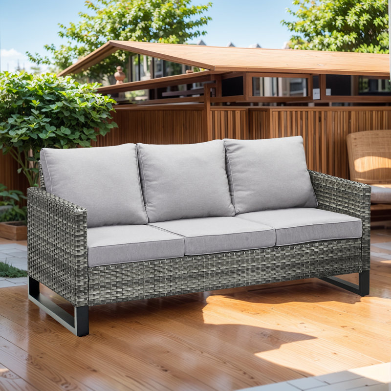 Canapé d'extérieur 3 places Naresa, Beige, Gris