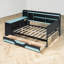 Lit de jour avec bureau et rangement intégrés, multifonctionnel, structure en bois, tablettes ouvertes, minimaliste contemporain, peu encombrant-520255987-520255981
