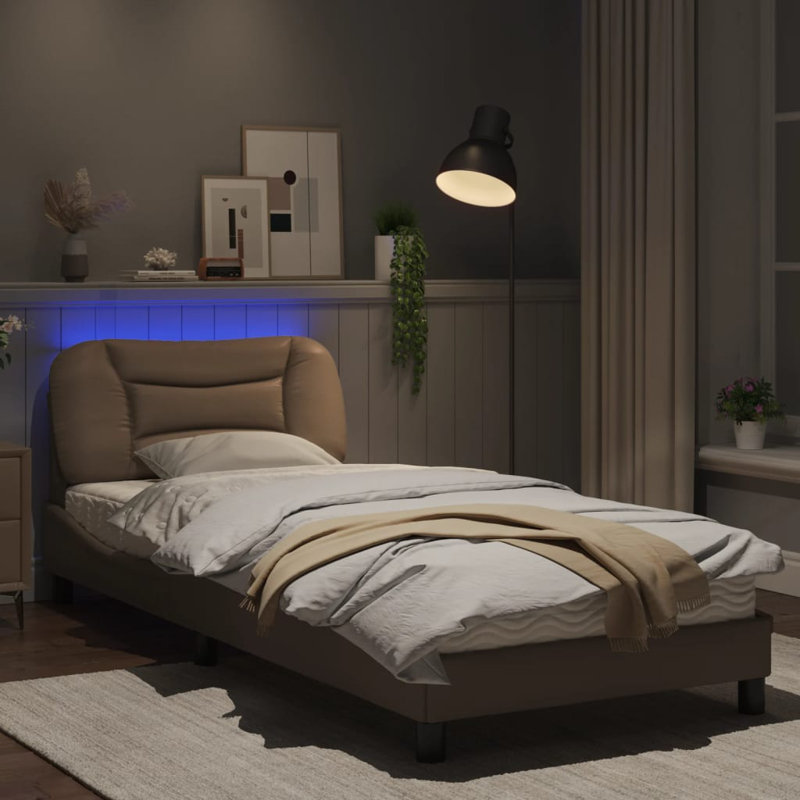 Cadre de lit vidaXL avec DEL sans matelas Hvar blanc et noir 120 x 200 cm, 47,2 po x 78,7 po, Blanc/Noir