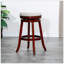 Tabouret de comptoir de 24 pouces avec siège pivotant, finition cerisier, tissu beige, confortable et élégant pour les salles à manger et les bars-409171755-409171752