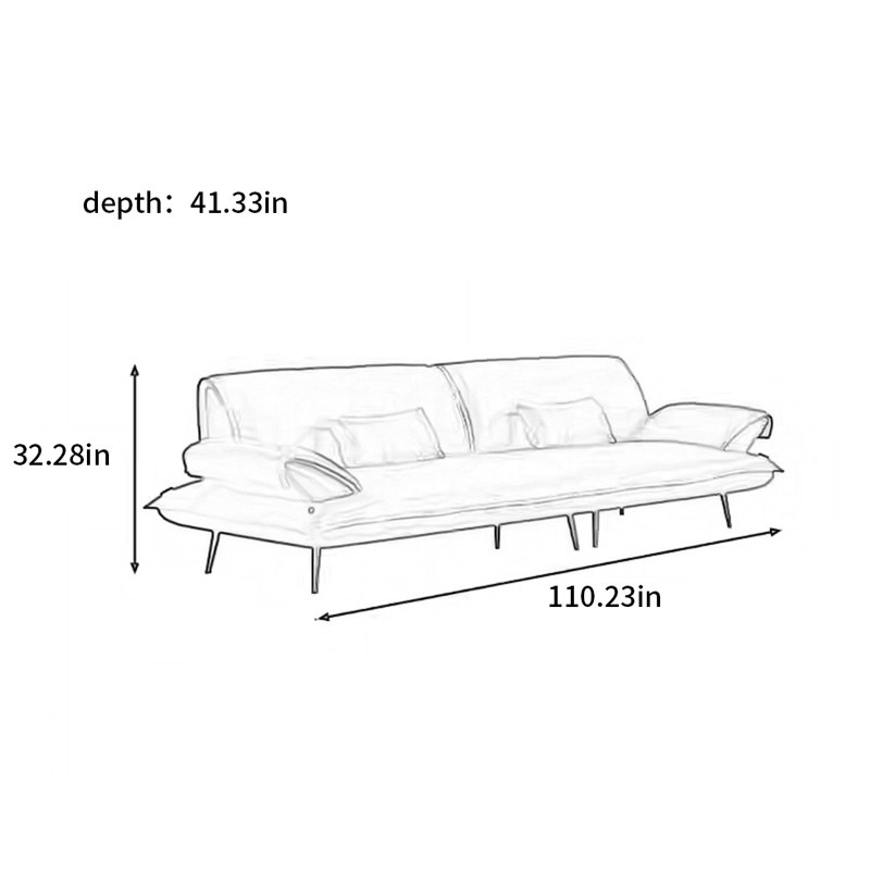 Canapé de luxe italien simple et moderne, H 32,28 po x l 110,23 po x P 41,33 po
