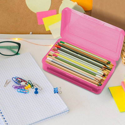 Étui à crayons en gros Étui à crayons en plastique transparent Boîte de rangement multifonctionnelle de grande capacité