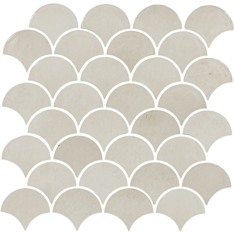 Daltile Miramo 3" Ceramic Fan Wall Mosaic (10 PCS Per Carton) (10.20 SQFT Per Carton), Pearl