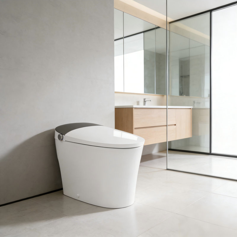 Toilette à bidet allongée intelligente | Hauteur confortable Ada, chasse d'eau 1000G, siège chauffant, double chasse 1,1 / 1,6 Gpf