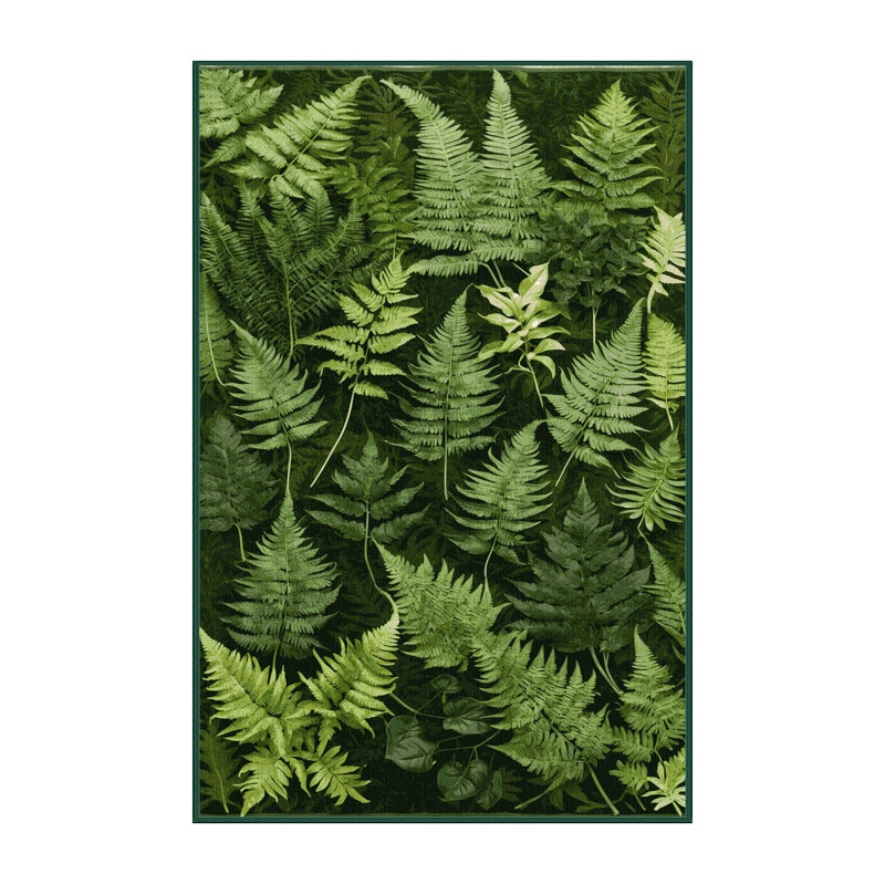 Machine Washable Nature Green Area Rug, Rectangle 6' x 9'