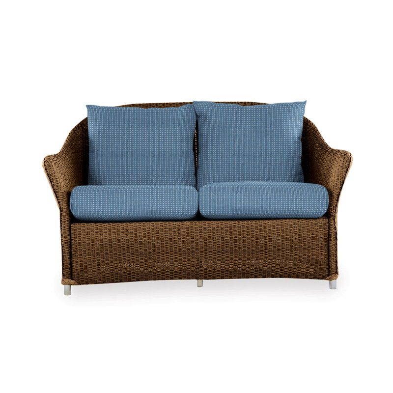 Weekend Retreat Outdoor 2 - Seat Loveseat, White, Bamboo Bay Sky