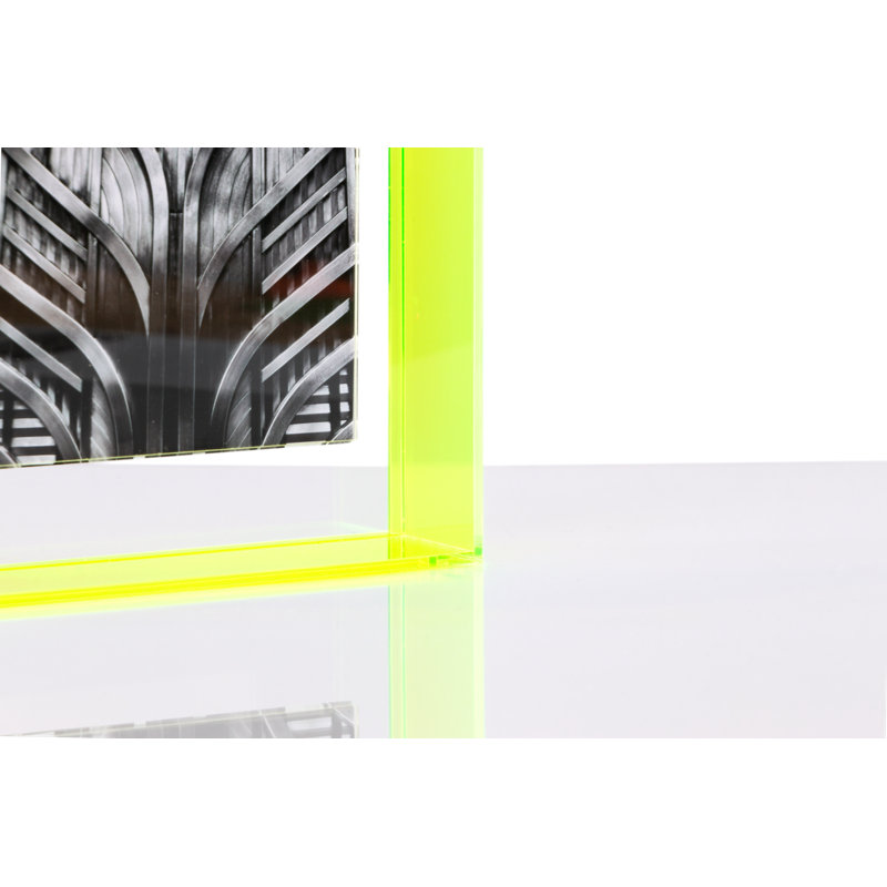 Float Frame for Tabletop or Wall with Magnetic Photo Holder, 4" x 6", Neon Yellow