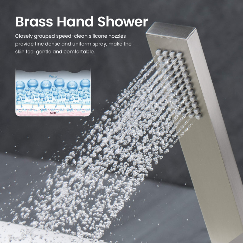 Thermostatic Complete Shower System with Rough in-Valve, Brushed Nickel
