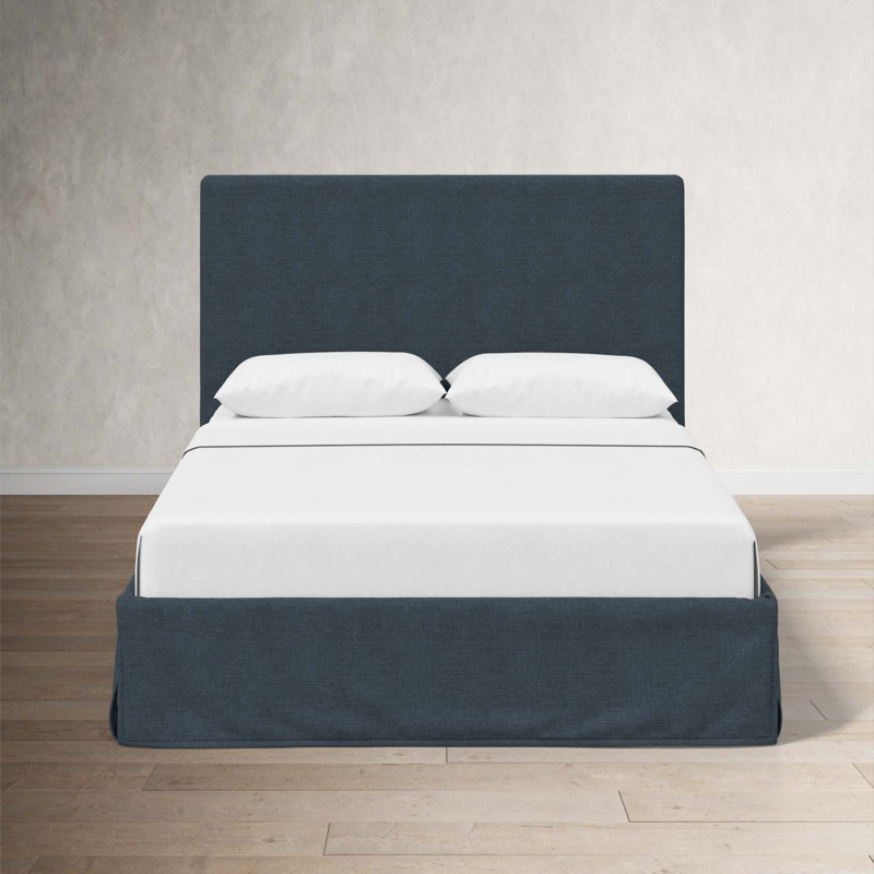 Verona Upholstered Slipcover Bed, Classic Navy Linen, Queen