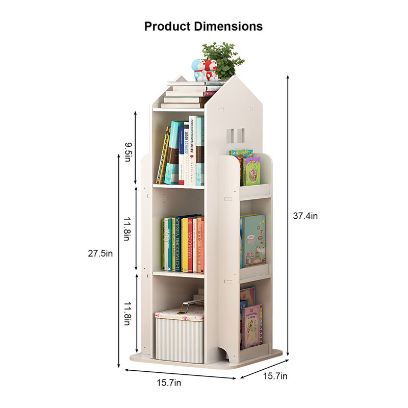Bibliothèque à 360 °, bibliothèque sur pied, White