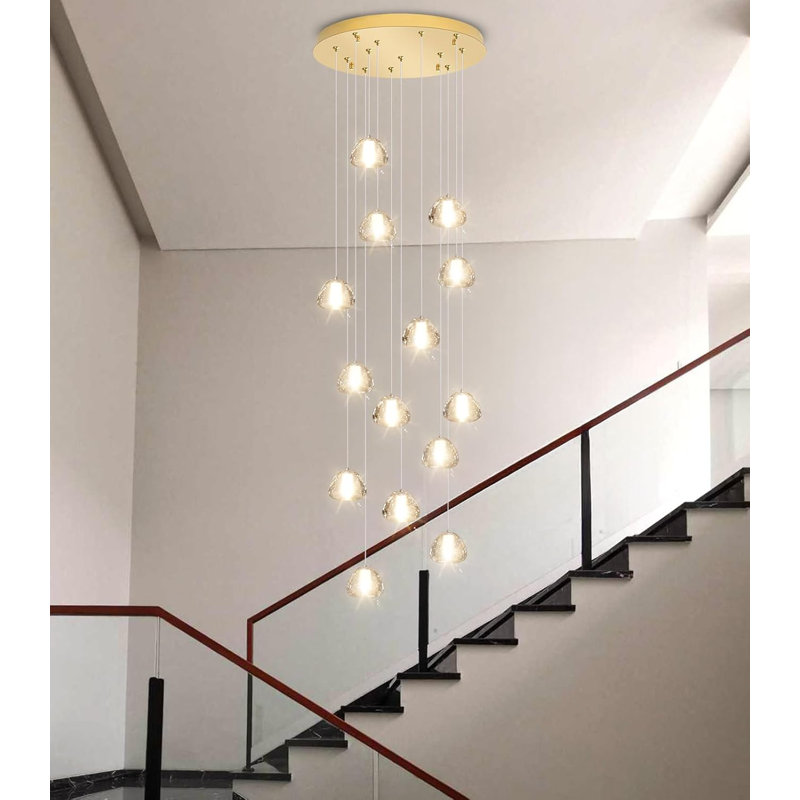 Lustre en cristal 14 lumières, Doré