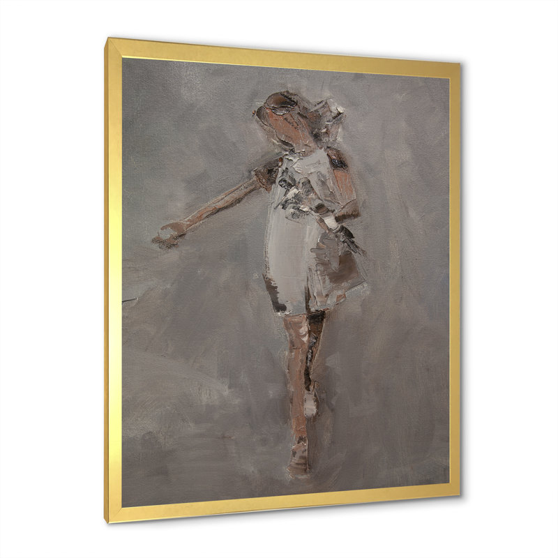 Pittoresque jeune fille rétro - peinture, H 40 po x l 30 po x P 1,5 po, Toile avec cadre photo doré
