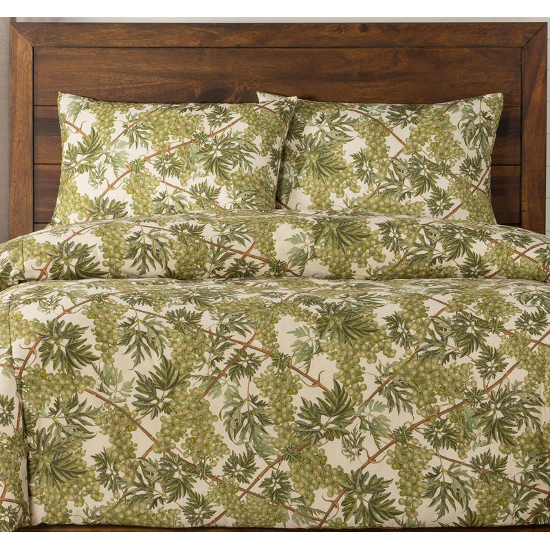 Grapevine Print Duvet Cover Set, California King Duvet Cover + 2 King Shams