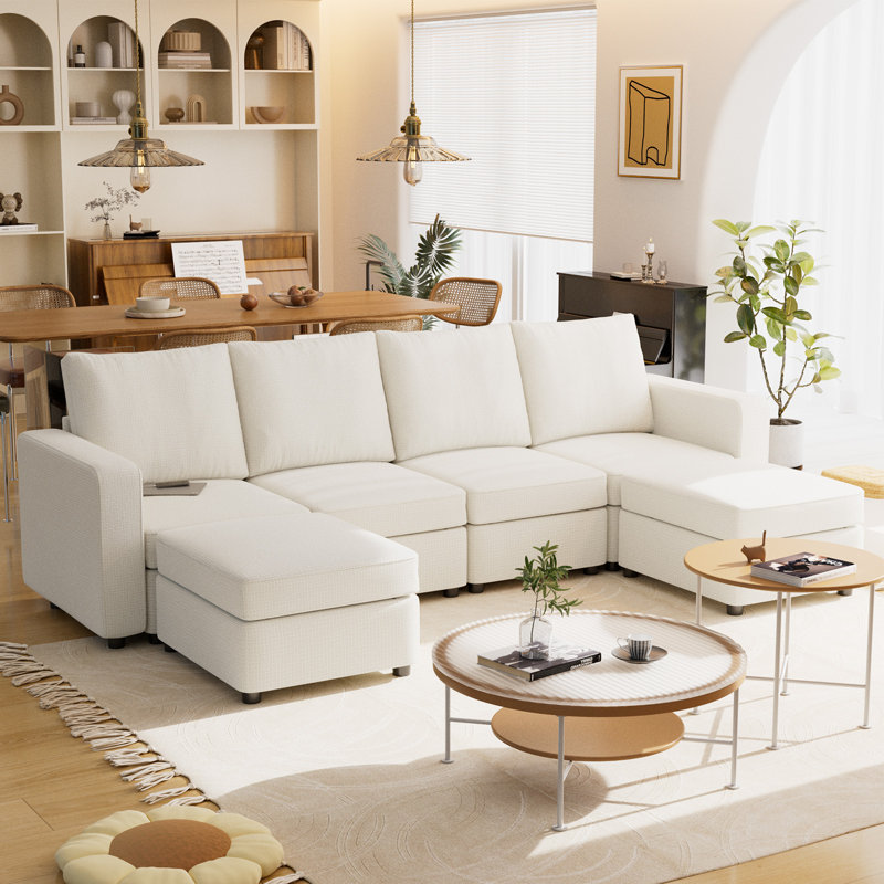 Canapé modulaire 6 pièces VINGLI, Polyester beige