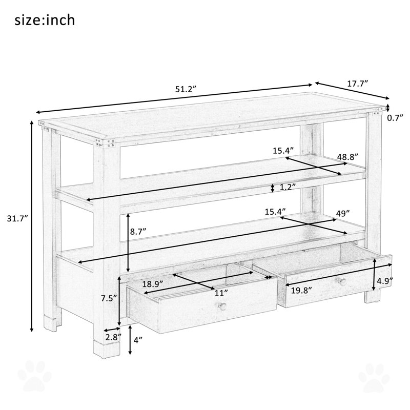 Console de 51,56 po Marview, Blanc