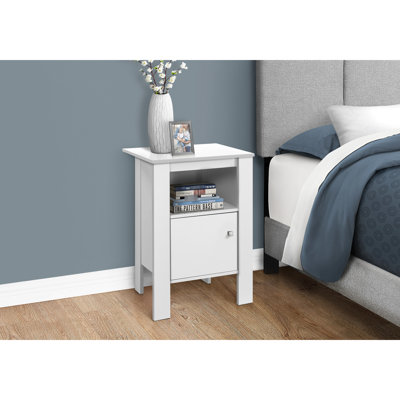 Transitional Side Table With Storage - White Laminate For Home Decor Cabinet Suits Bedroom, Living Room, And More