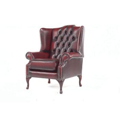 Upholstered Full Grain Leather Wingback Chair