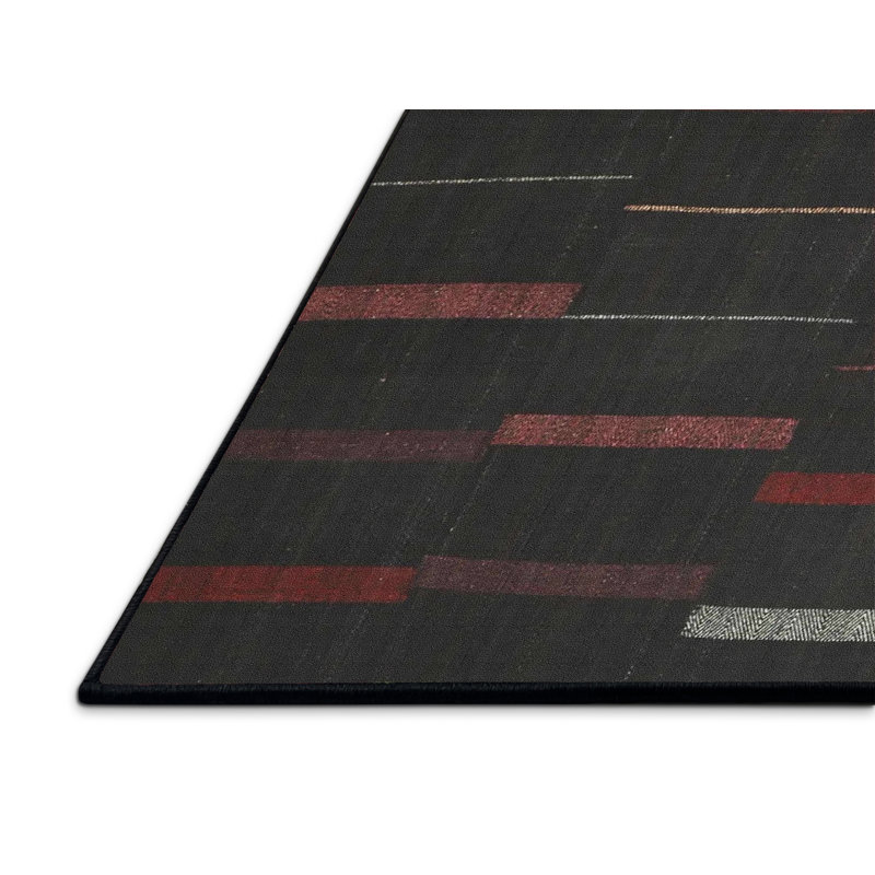 Tapis contemporain noir, Rectangle 2 pi x 4 pi