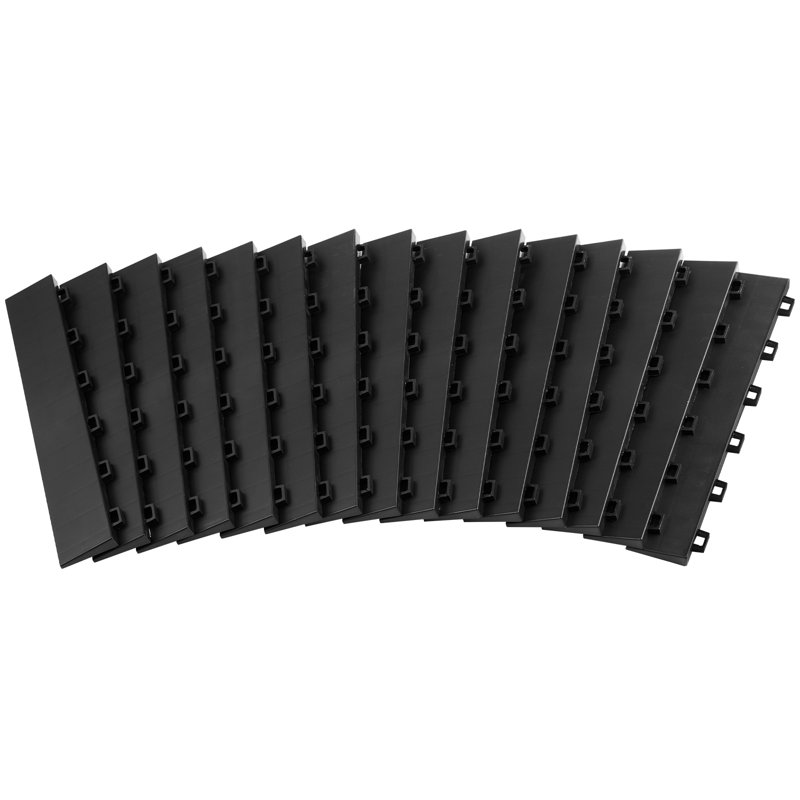 Ensemble de bordures de transition pour plancher de garage féminin, bordure de plancher de garage modulaire en PP robuste et antidérapante, facile à assembler, compatible uniquement avec les tapis de garage à 6 verrous améliorés, noir
