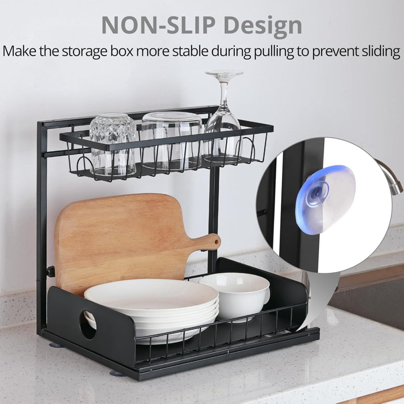 Under Sink 2-Tier Pull-Out Organizer For Kitchen And Bathroom Storage