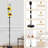 68.5" Standing Floor Lamp Bright Sunflower Turquoise Brown Splatter Dimmable Metal Pole Lamp with Linen Lampshade LED Bulb Included