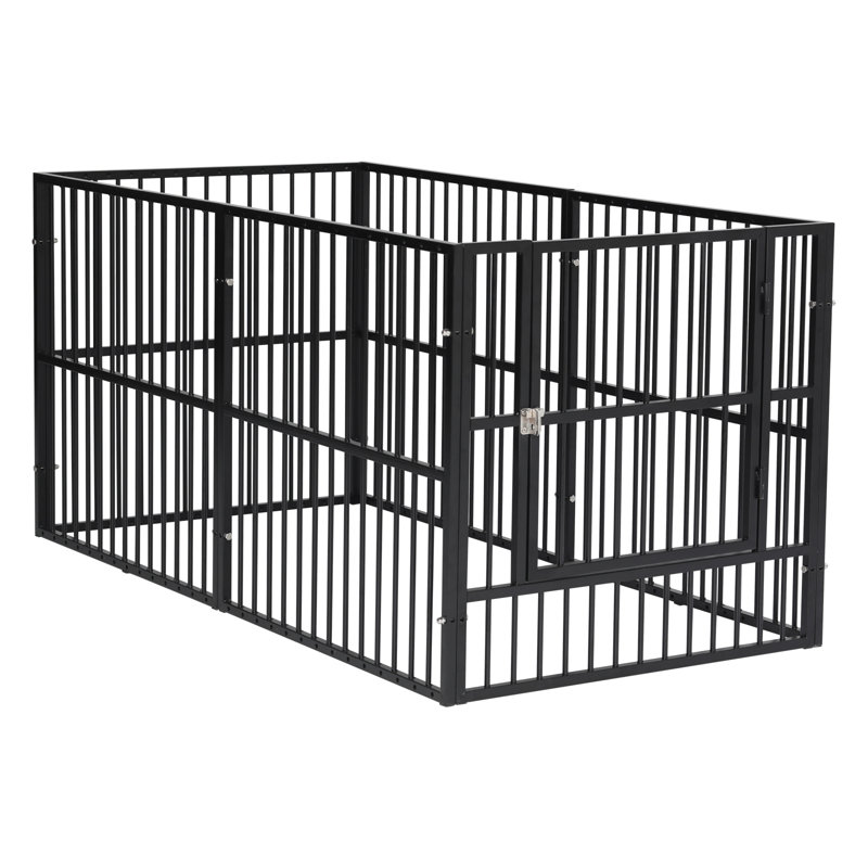 Heavy Duty Black Metal Dog Playpen with Lockable Door