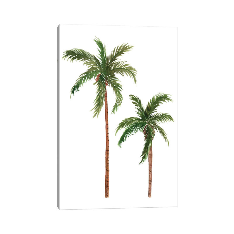 «Twin Palms» par Sabina Fenn - peinture sur toile tendue, H 26 po x l 18 po x 1,5 po