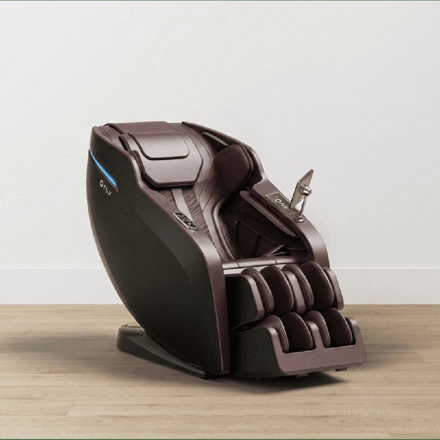 Chocolate brown leather massage chair
