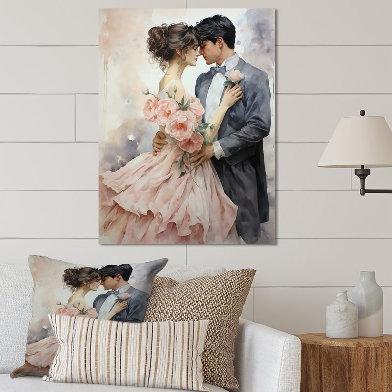 Couple de mariage, promesses délicates - art mural romantique en métal, H 20 po x l 12 po x P 1 po