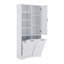 Armoire de rangement de salle de bain avec portes et tiroirs, panier à linge inclinable, plusieurs espaces de rangement, style autoportant, tablettes ouvertes, tablettes réglables-304395753