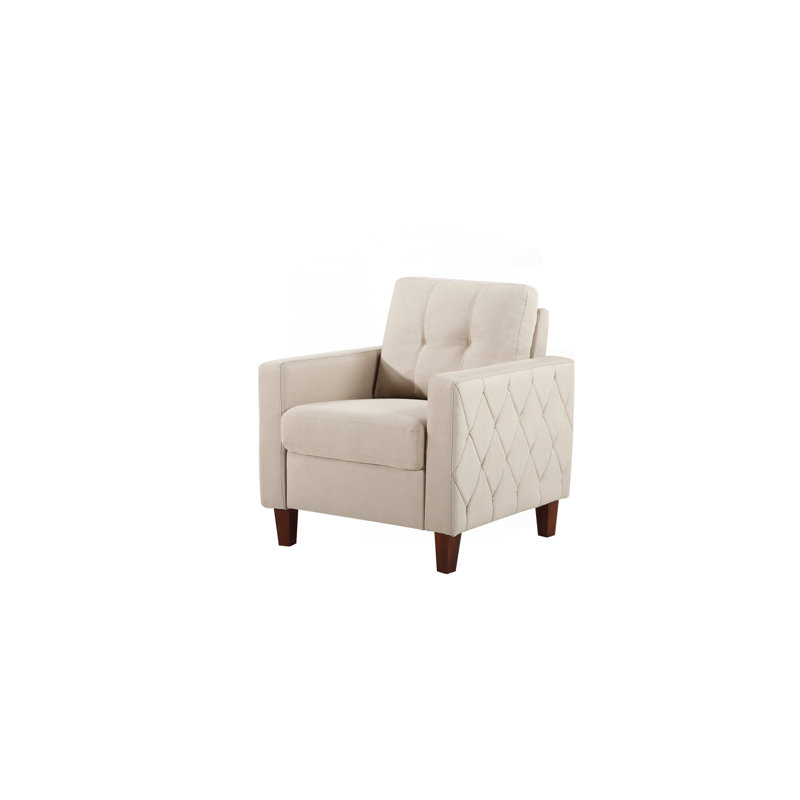 Fauteuil capitonné capitonné à garniture carrée à accoudoirs carrés, meubles de salon transitionnels en tissu de polyester