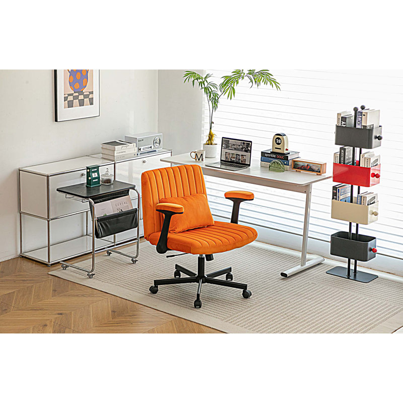 Modern Armrest Office Chair, Computer Desk Chair with Wheels, Orange
