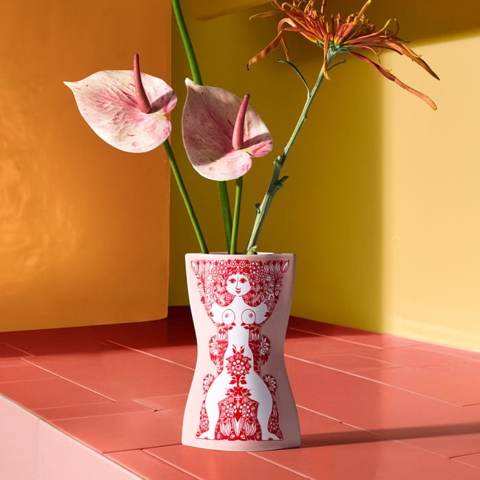 Nina Vase, pink/red, Height 6.5 in