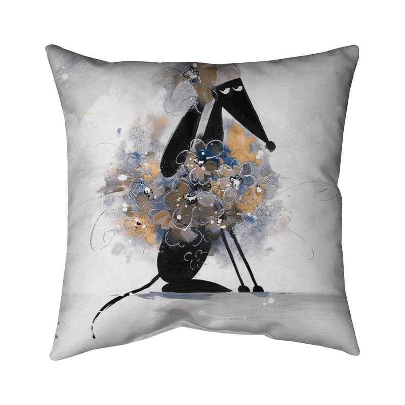 Afghan hound dog in cartoon - 16"x16" Outdoors Throw pillow - Spun poly - Print on demand, 16"H x 16"W
