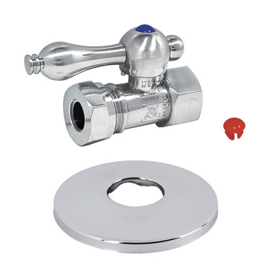 Kingston Brass Vintage 1/2-Inch FIP x 1/2 or 7/16-Inch Slip Joint Quarter-Turn Straight Stop Valve with Flange