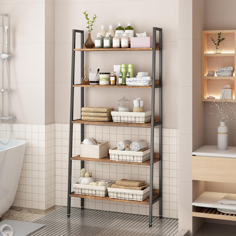 Bibliothèque étroite à 5 niveaux - Rangement en métal pour le salon, la chambre à coucher et le bureau