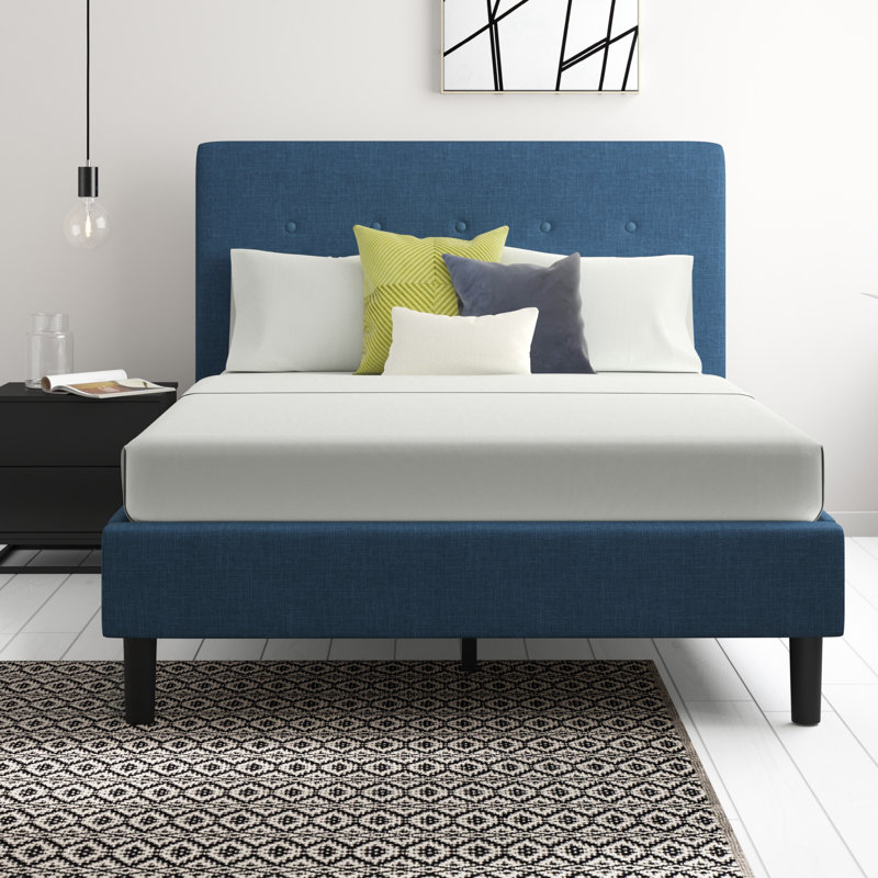 Eleonora Upholstered Bed Frame with Button-Tufted Headboard, Kingsize (5')