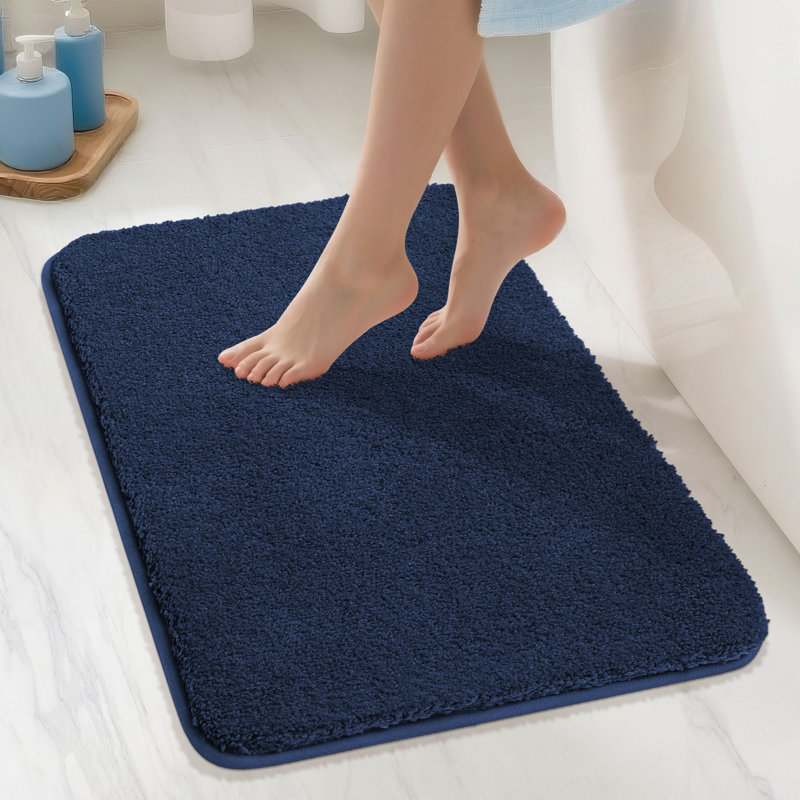 Tapis pour salle de bain extra épais en polyester moelleux et antidérapant, L 20 po x L 32 po, Navy Blue