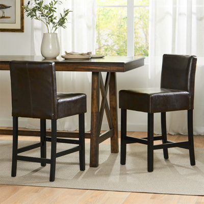 Set Of 2 26" Portman Bonded Leather Counter Height Barstool