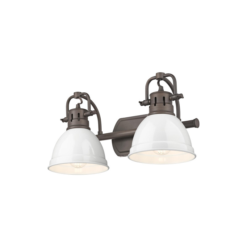 Meuble-lavabo 2 lumières Calica, Bronze huilé, Blanc