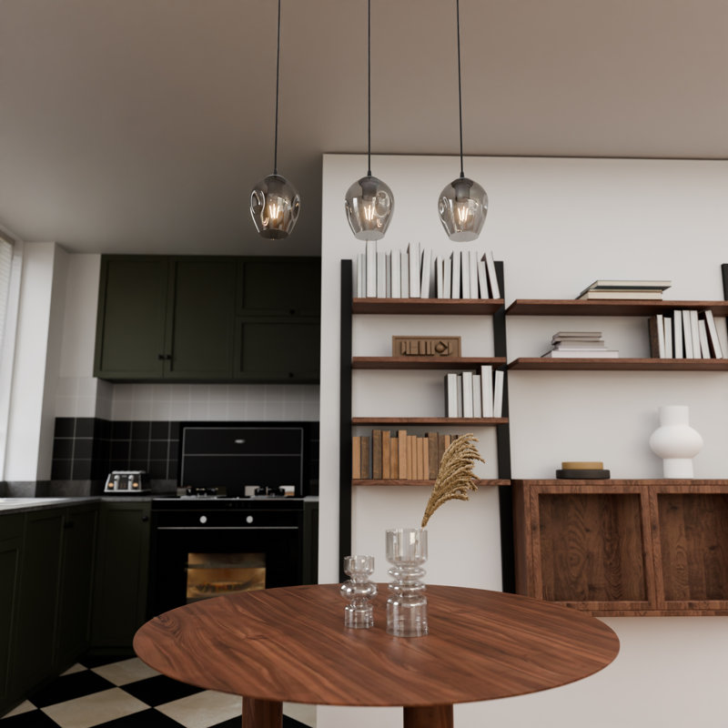 Cadi-Grace 3 - Light Black Kitchen Island Pendant, Graphite