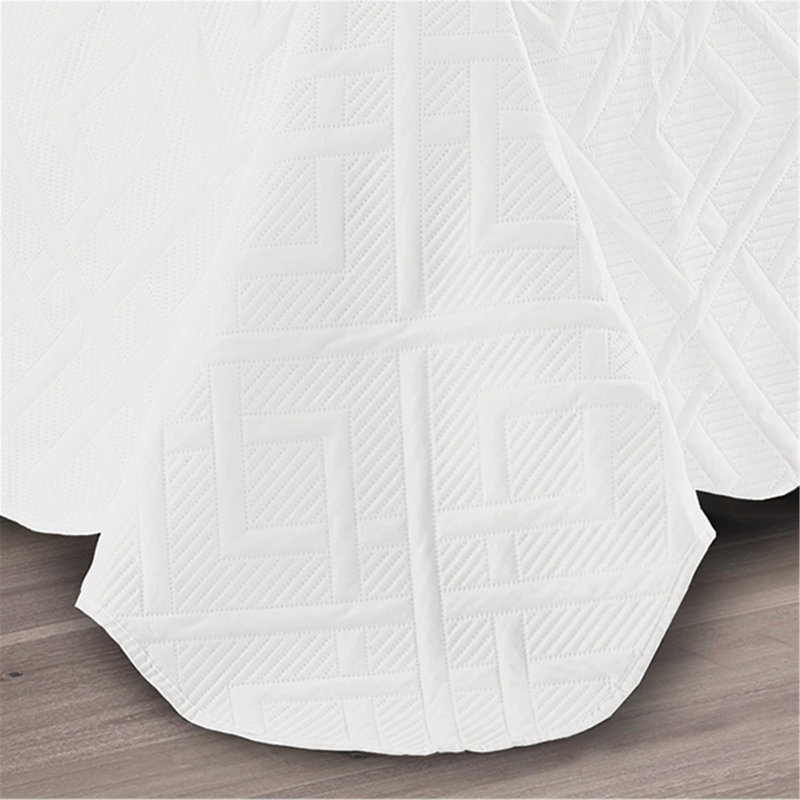 5pcs Quilt Bed Cover Set Reversible Premium Soft Bedspread Coverlet Bedding Set, White