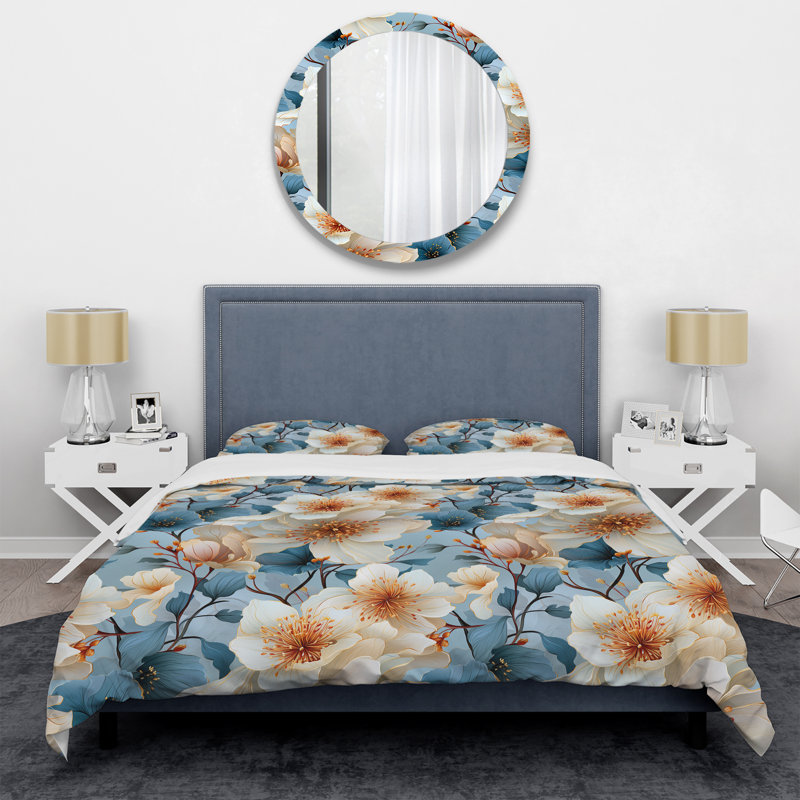 Exquisite Beauty Blue Floral Melody - Ensemble de housse de couette à motif floral