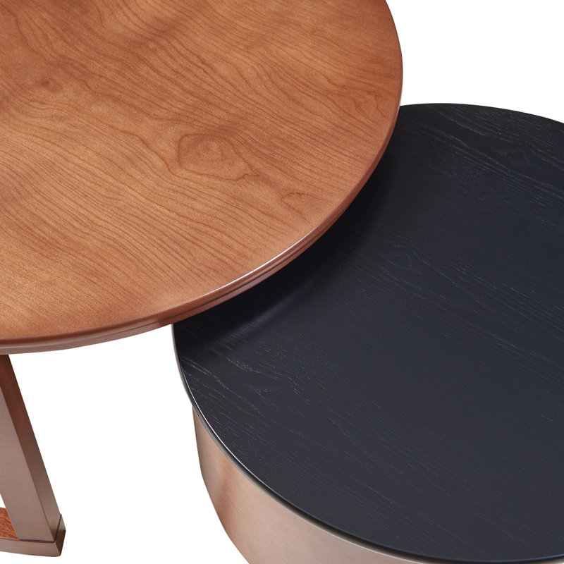 Table basse ronde gigogne avec tiroir